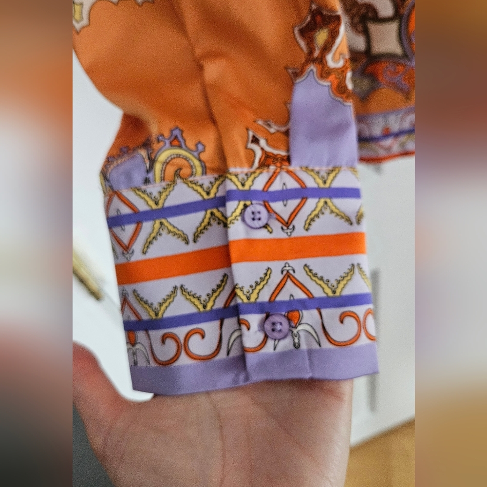Rachel Zoe Orange and Purple Button-Up Shirt - Picture 3 of 6